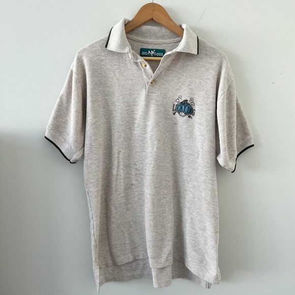 Big Dogs Beige Lucky Dog Embroidered Short Sleeve Polo Shirt Size L - Picture 1 of 5